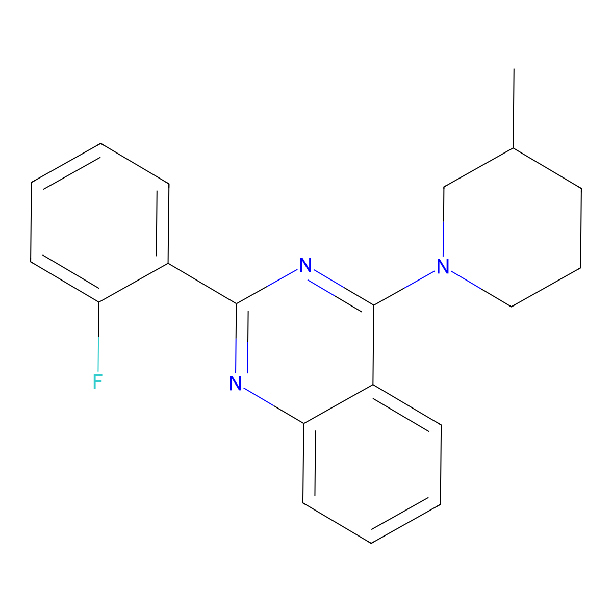 2-(2-Fluorophenyl)-4-(3-methylpiperidin-1-yl)quinazoline molecular structure, CAS 422561-35-1