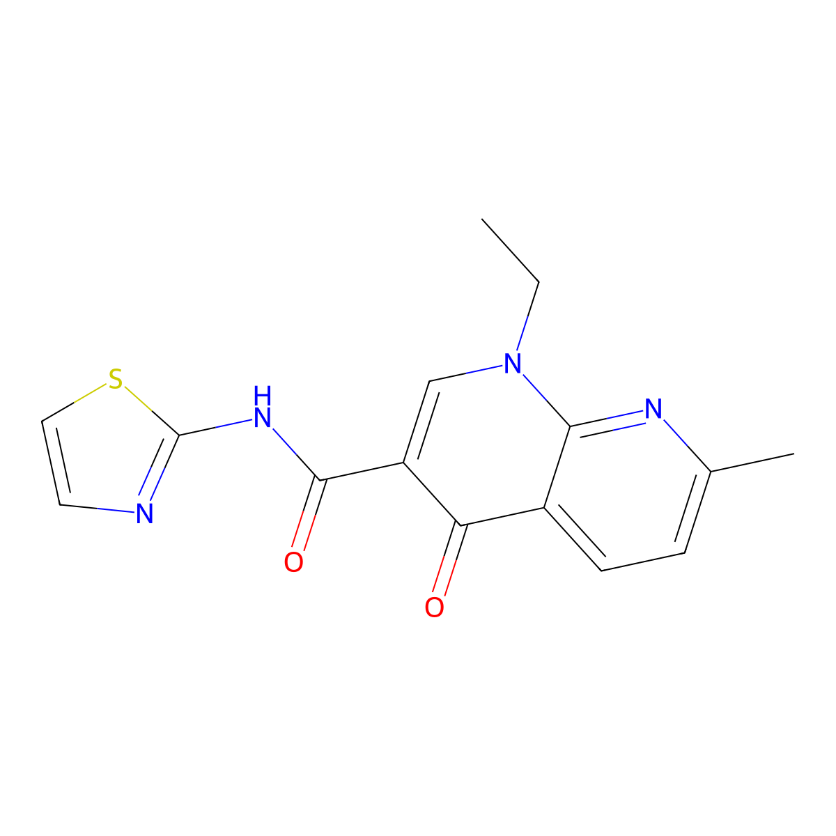 1-ethyl-7-methyl-4-oxo-N-(thiazol-2-yl)-1,4-dihydro-1,8-naphthyridine-3-carboxamide molecular structure, CAS 422561-37-3