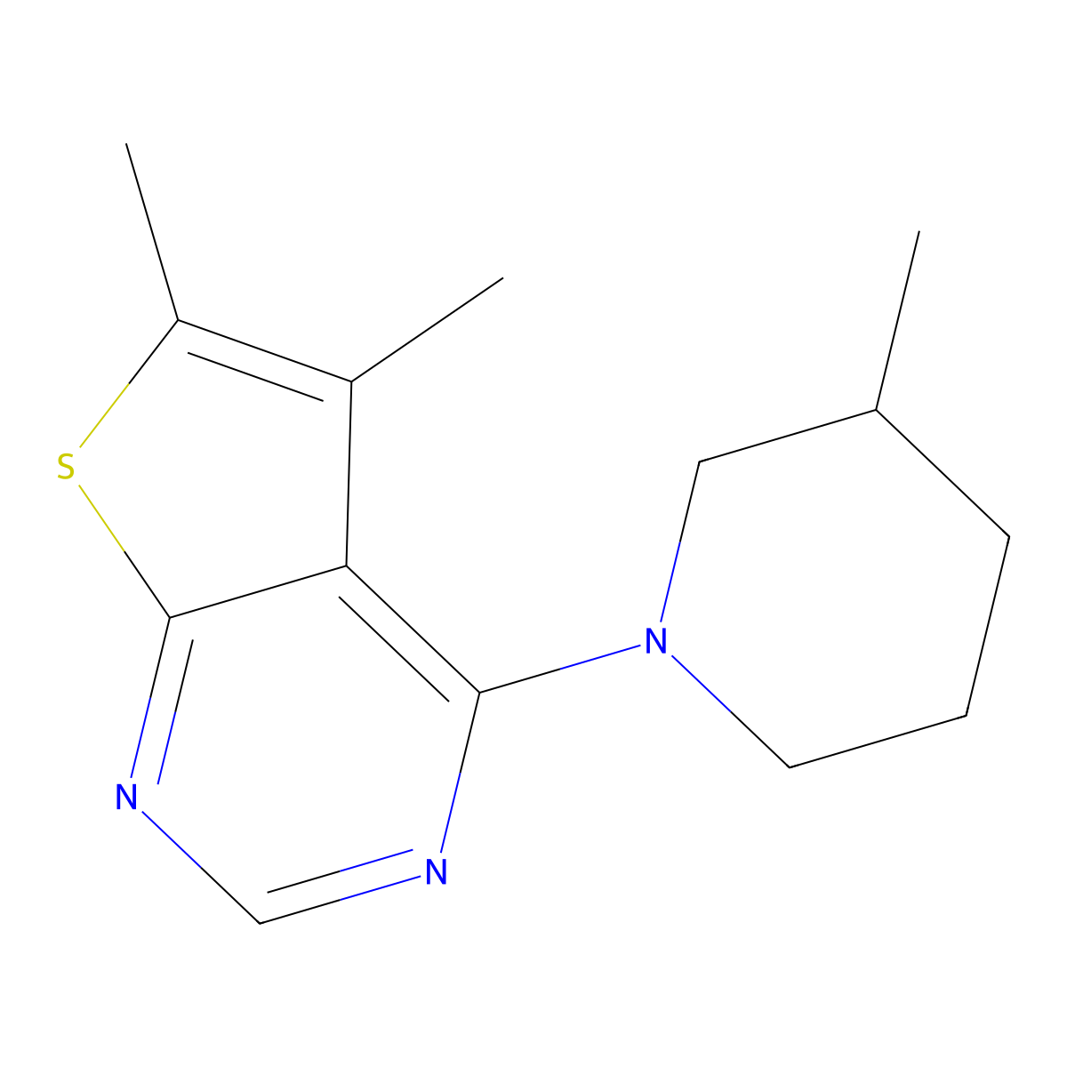 5,6-Dimethyl-4-(3-methylpiperidin-1-yl)thieno[2,3-d]pyrimidine molecular structure, CAS 422561-50-0