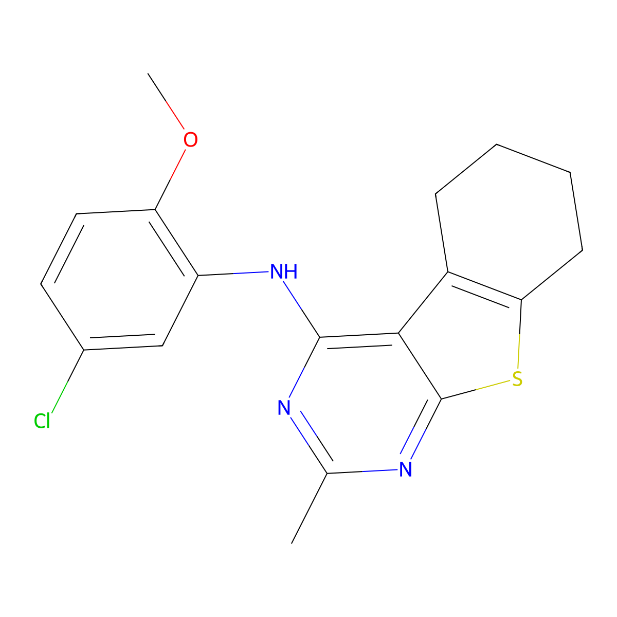 N-(5-chloro-2-methoxyphenyl)-2-methyl-5,6,7,8-tetrahydro[1]benzothieno[2,3-d]pyrimidin-4-amine molecular structure, CAS 422562-84-3