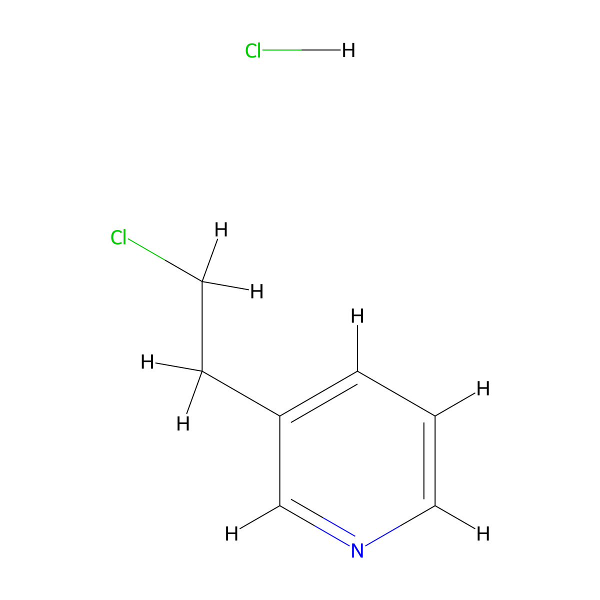 Pyridine, 3-(2-chloroethyl)-, hydrochloride molecular structure, CAS 4226-36-2