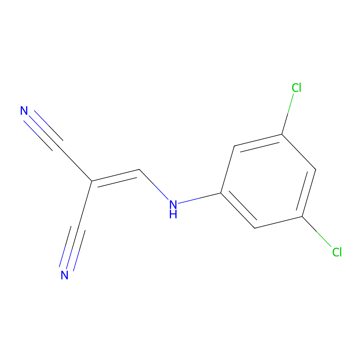 (((3,5-Dichlorophenyl)amino)methylene)methane-1,1-dicarbonitrile molecular structure, CAS 42265-25-8