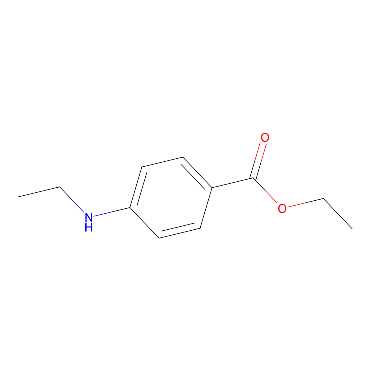 Benzoic acid, 4-(ethylamino)-, ethyl ester molecular structure, CAS 42265-58-7