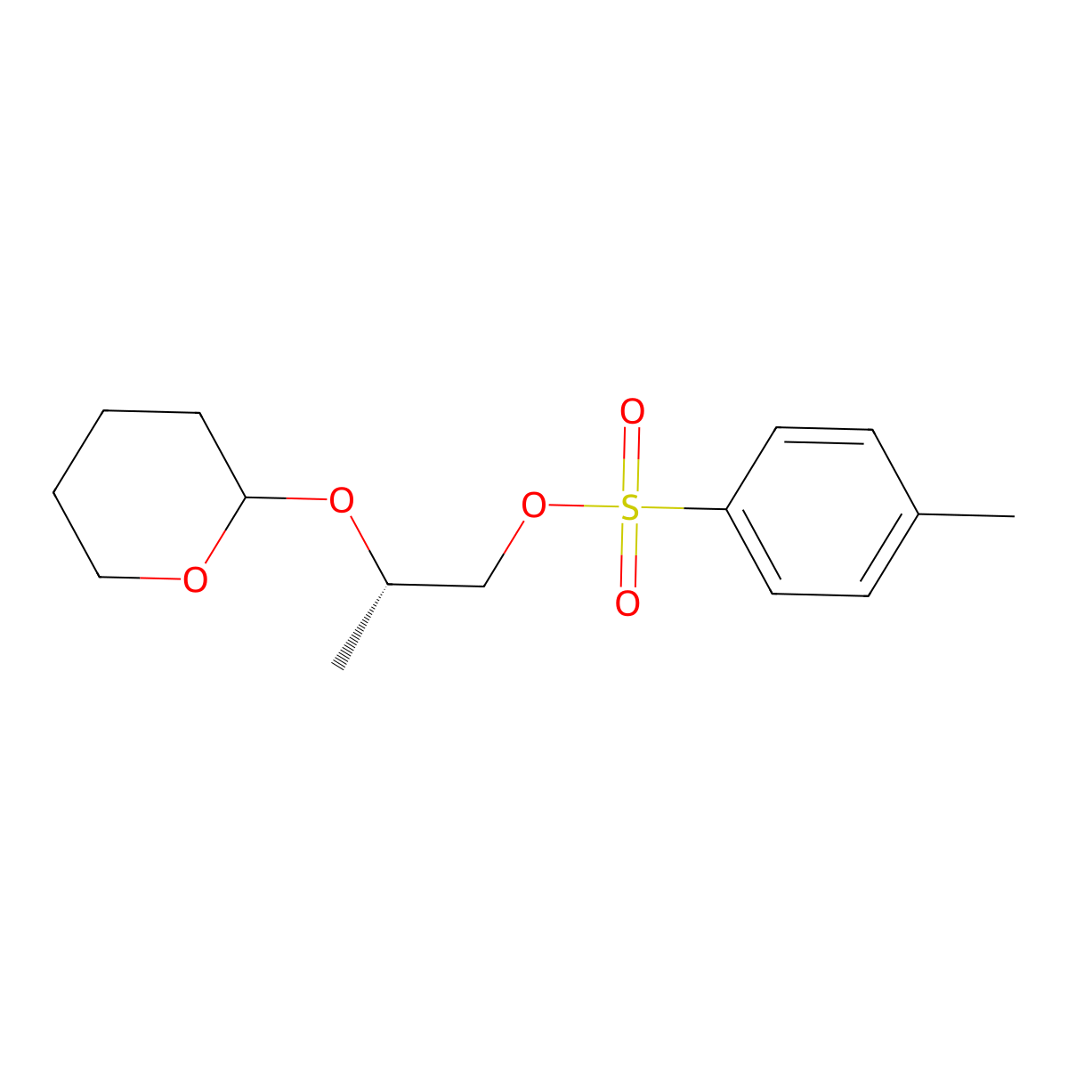 (2S)-2-((Tetrahydro-2H-pyran-2-yl)oxy)propyl 4-methylbenzenesulfonate molecular structure, CAS 42274-61-3