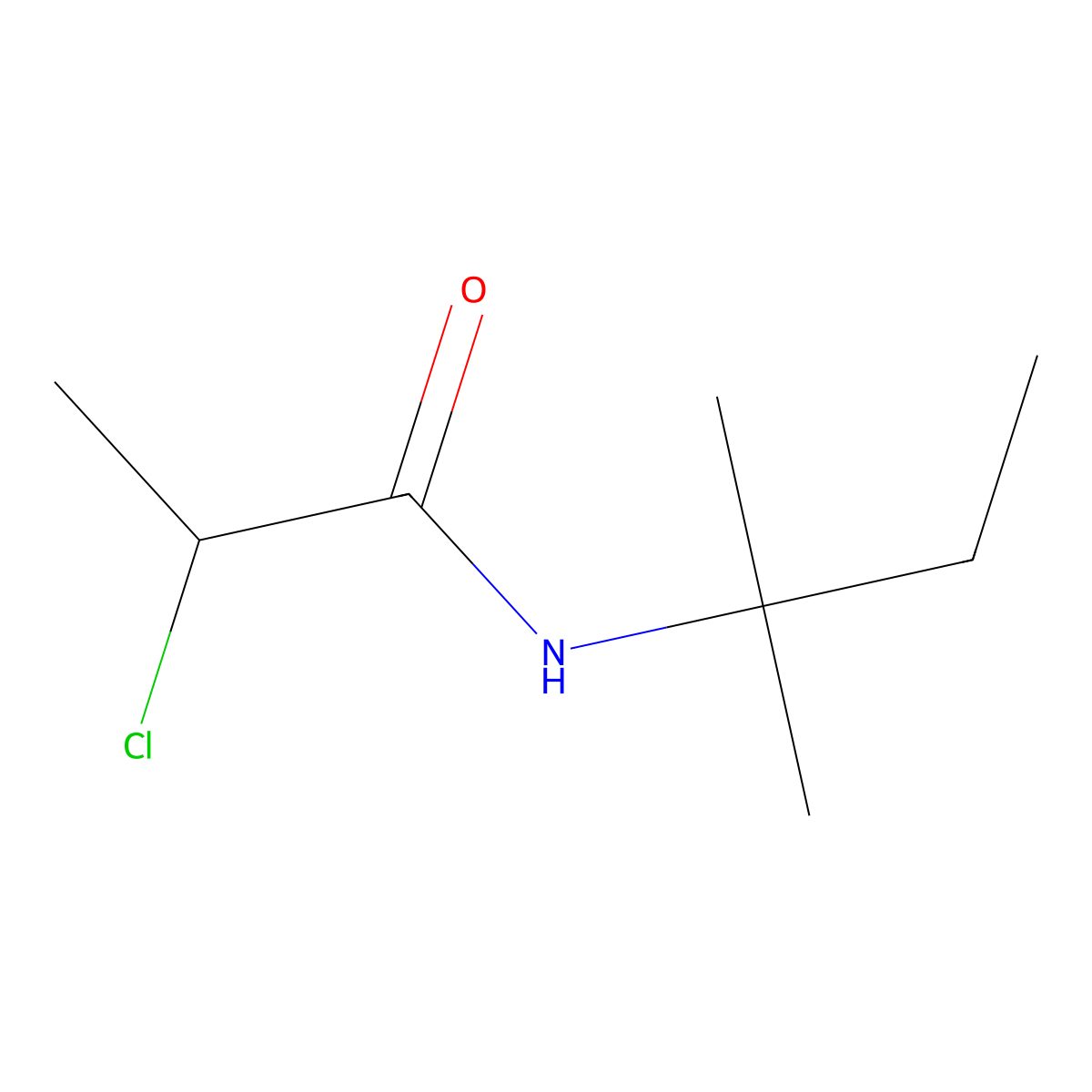 2-chloro-N-(2-methylbutan-2-yl)propanamide molecular structure, CAS 42276-10-8
