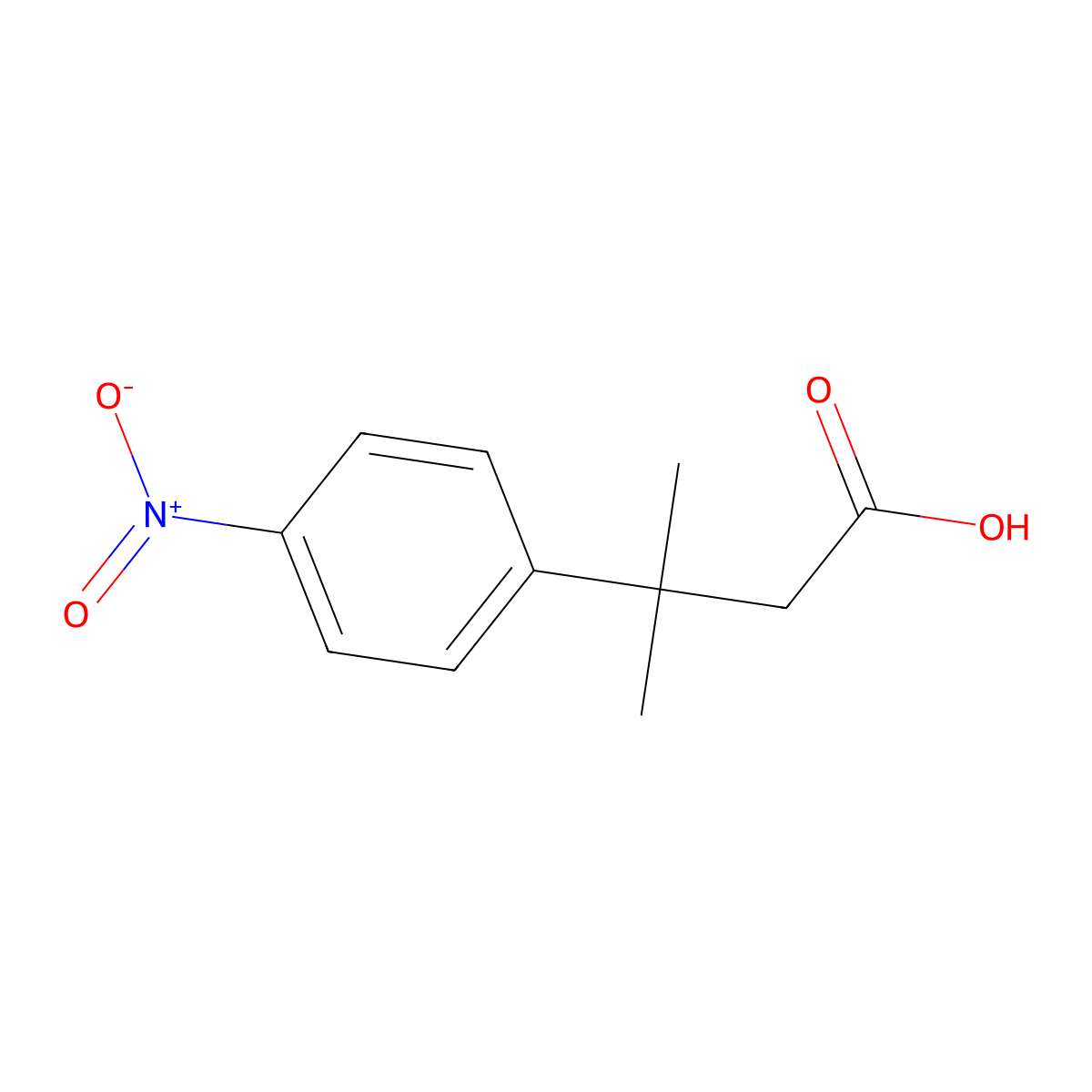 3-methyl-3-(4-nitrophenyl)butanoic Acid molecular structure, CAS 42288-06-2