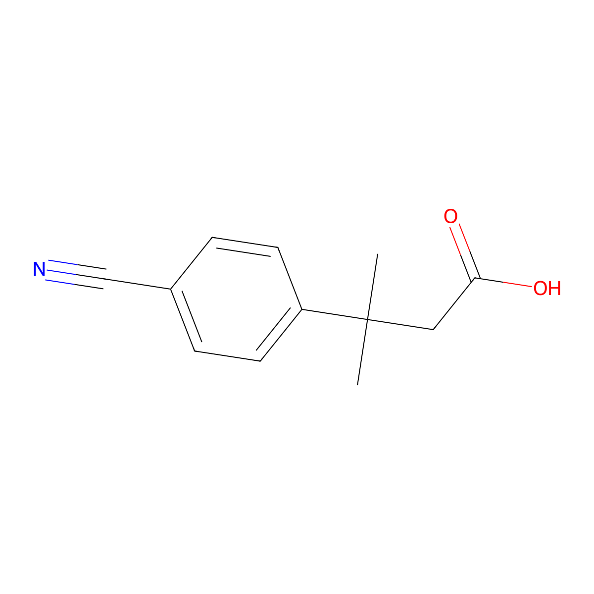 3-(4-Cyanophenyl)-3-methylbutanoic acid molecular structure, CAS 42288-07-3