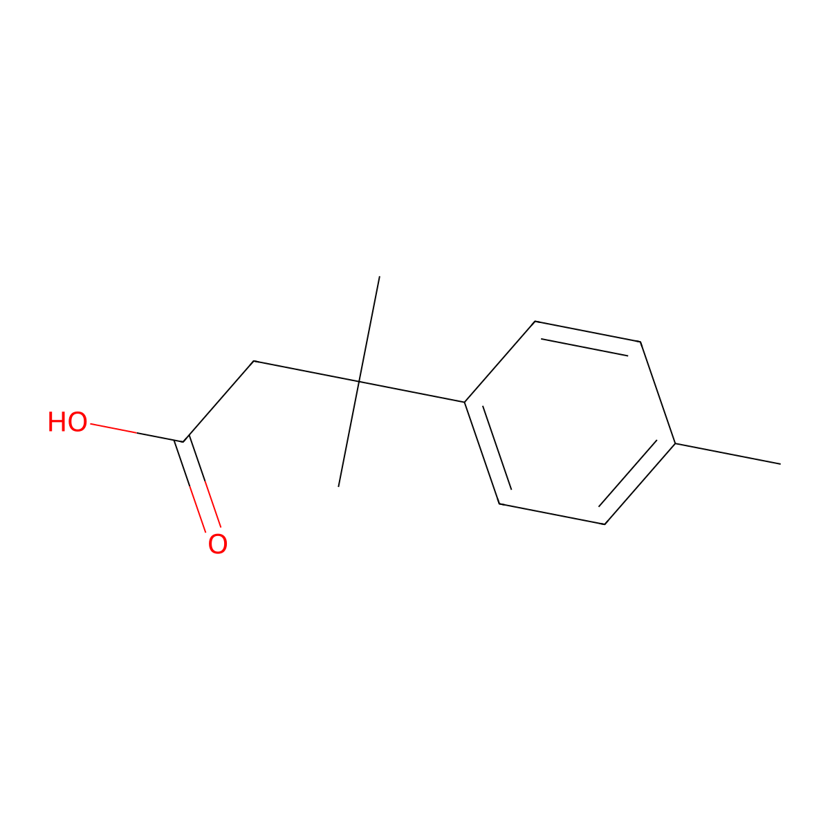 3-Methyl-3-(4-methylphenyl)butanoic acid molecular structure, CAS 42288-08-4