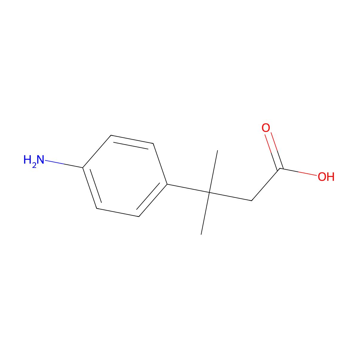 3-(4-Aminophenyl)-3-methylbutanoic acid molecular structure, CAS 42288-10-8