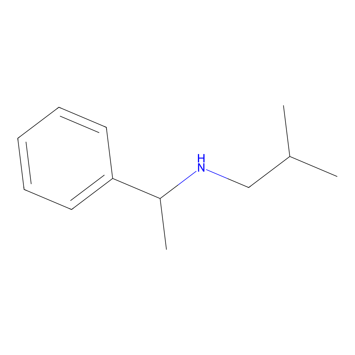 alpha-Methyl-N-(2-methylpropyl)benzenemethanamine molecular structure, CAS 42290-98-2