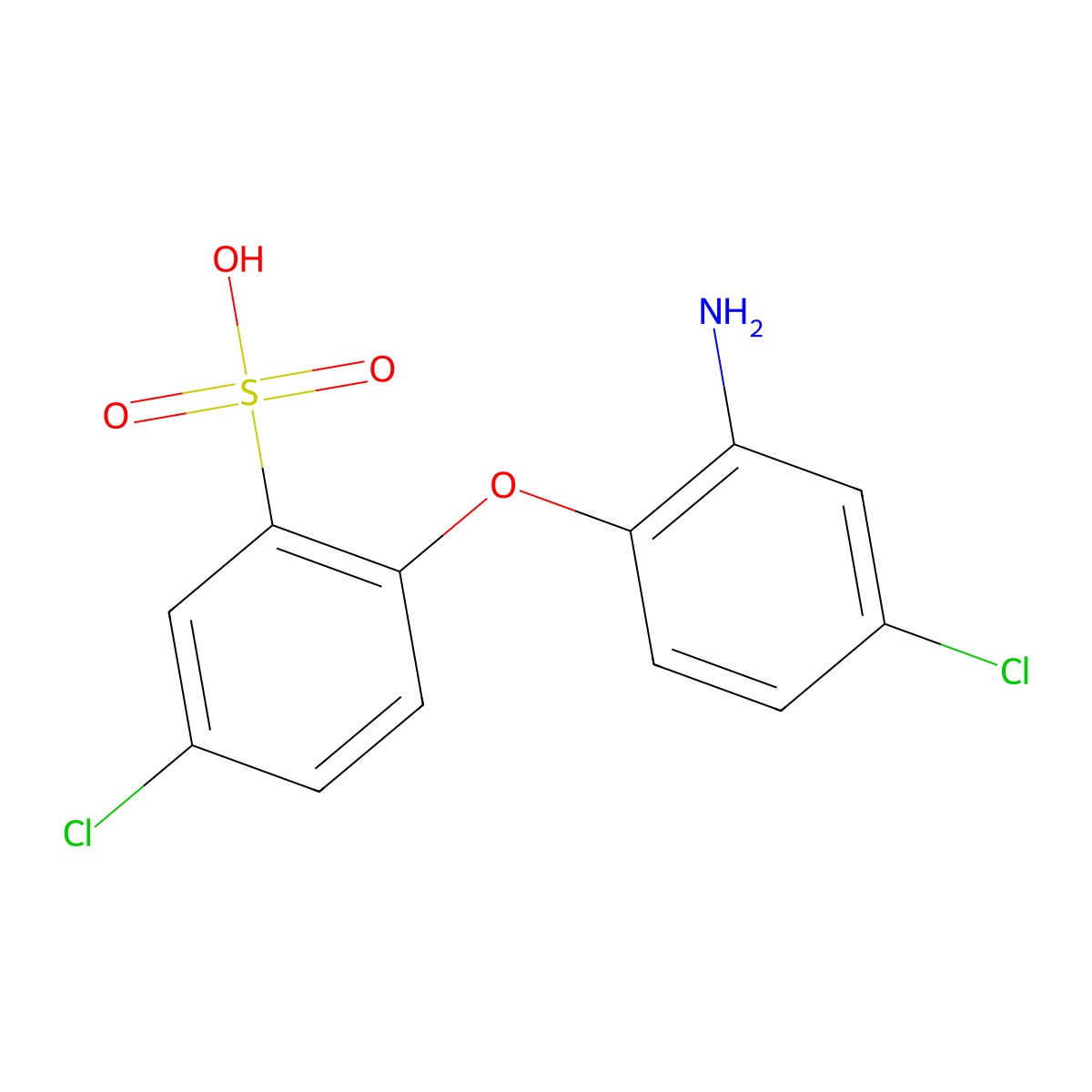 Benzenesulfonic acid, 2-(2-amino-4-chlorophenoxy)-5-chloro- molecular structure, CAS 42293-27-6