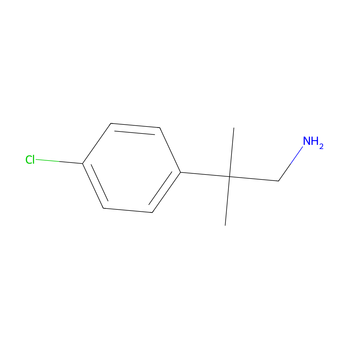 2-(4-Chlorophenyl)-2-methylpropan-1-amine molecular structure, CAS 42299-95-6
