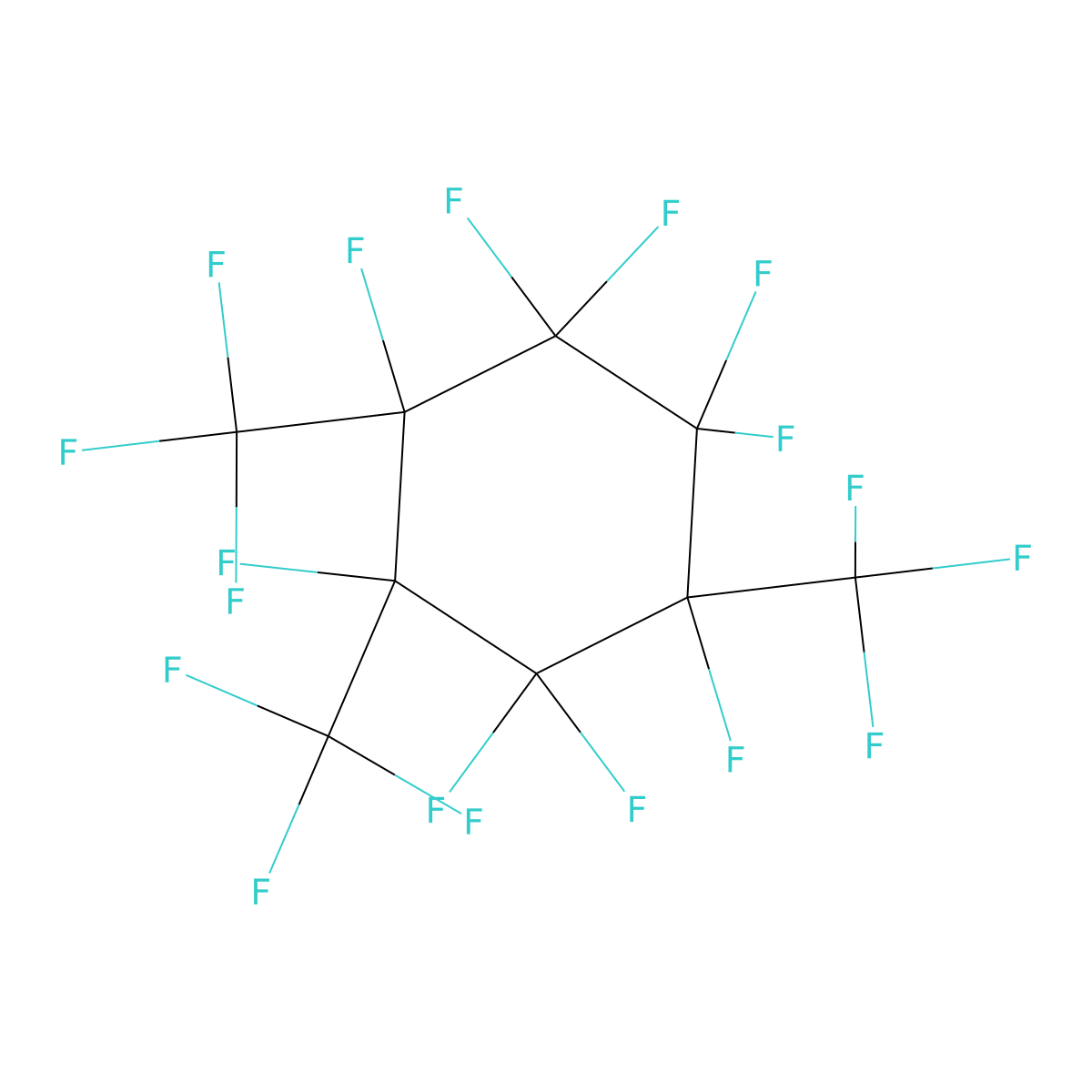 1,1,2,2,3,4,4,5,6-Nonafluoro-3,5,6-tris(trifluoromethyl)cyclohexane molecular structure, CAS 423-05-2