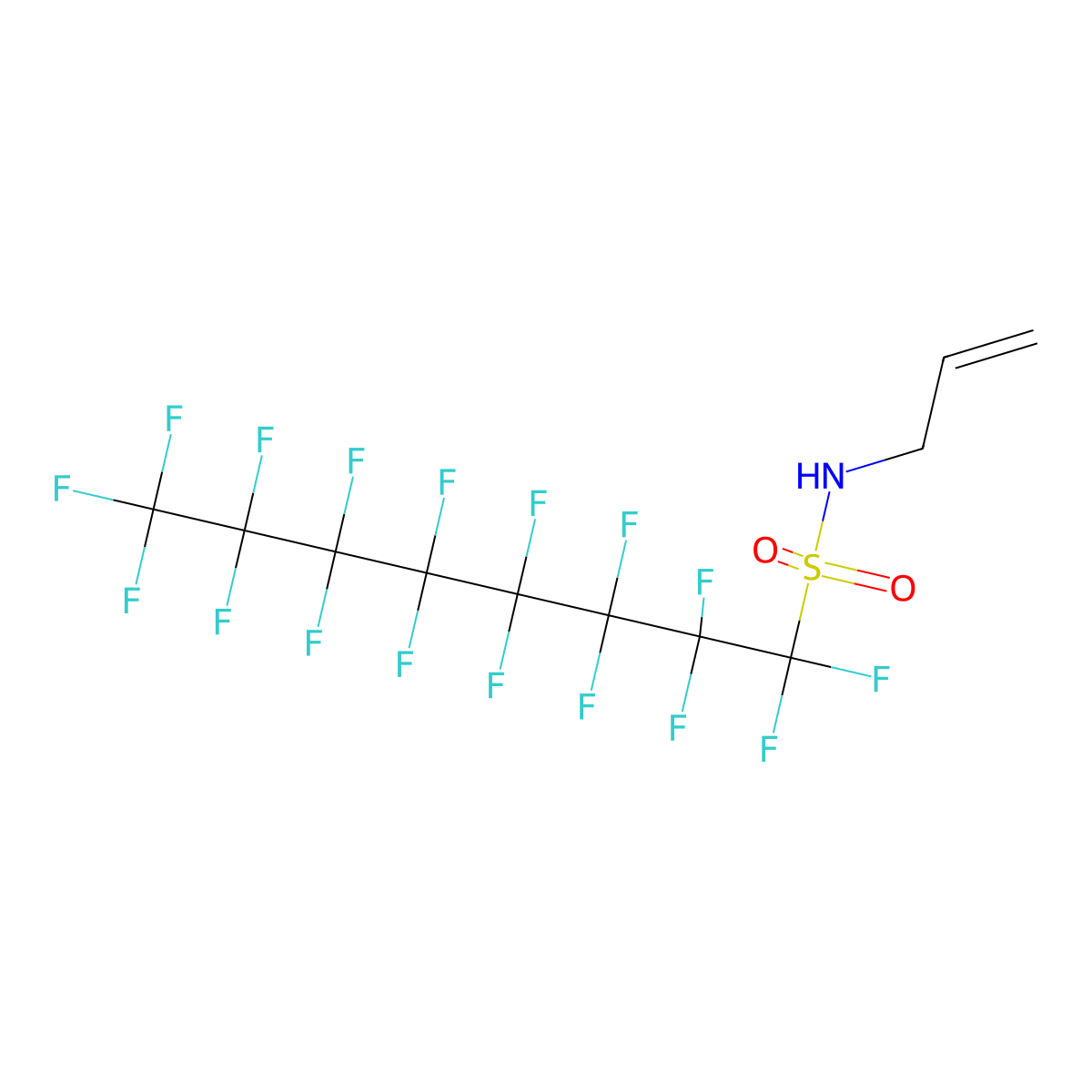 1-Octanesulfonamide, 1,1,2,2,3,3,4,4,5,5,6,6,7,7,8,8,8-heptadecafluoro-N-2-propen-1-yl- molecular structure, CAS 423-86-9