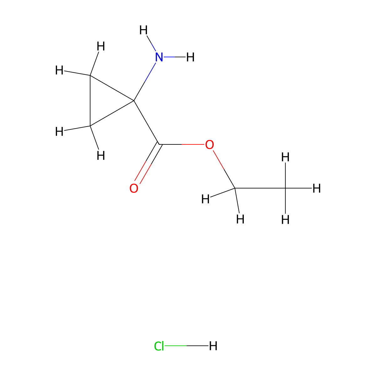 Ethyl 1-aminocyclopropane-1-carboxylate hydrochloride molecular structure, CAS 42303-42-4