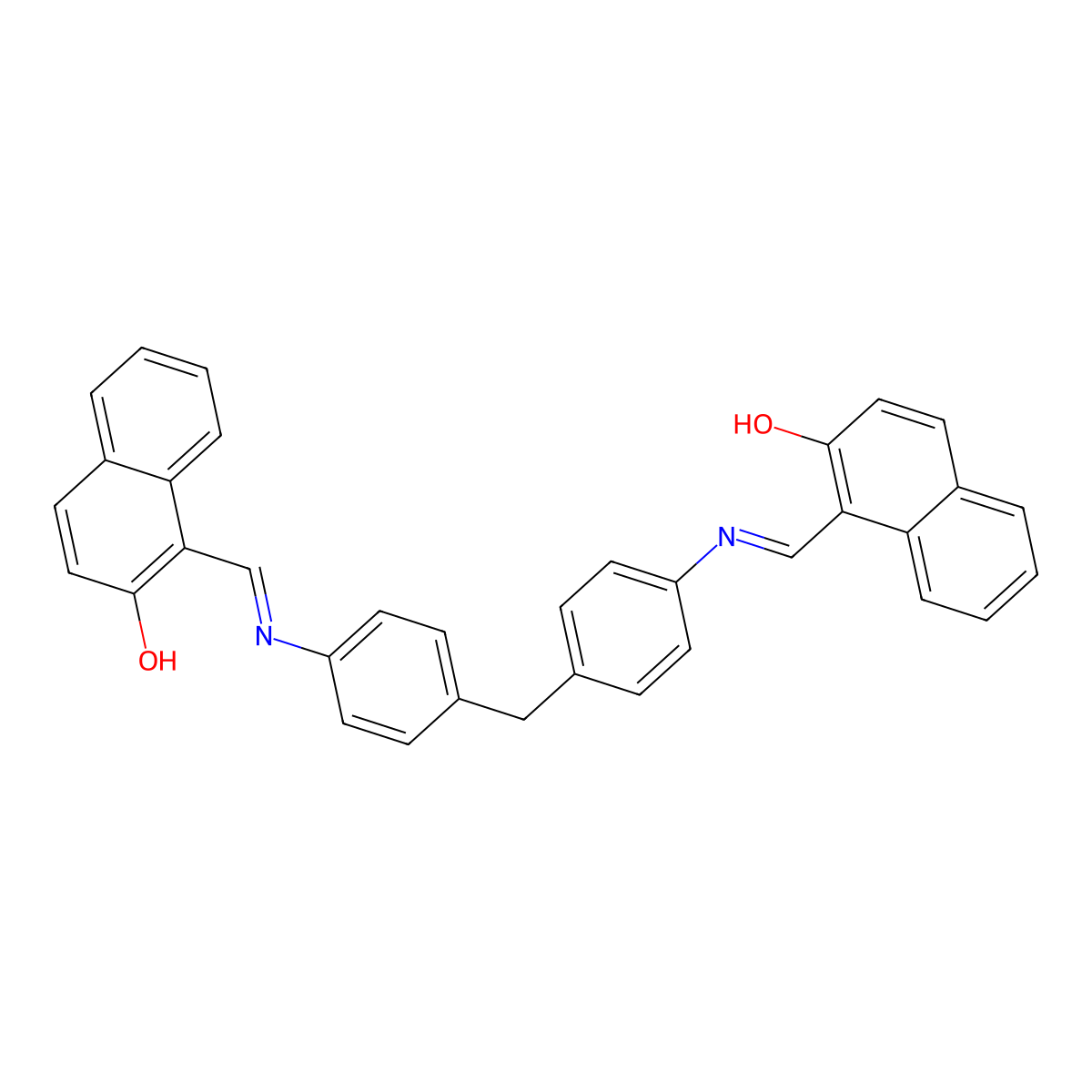 4,4'-Methylenebis(N-(2-hydroxy-1-naphthylmethylene)aniline) molecular structure, CAS 4231-45-2