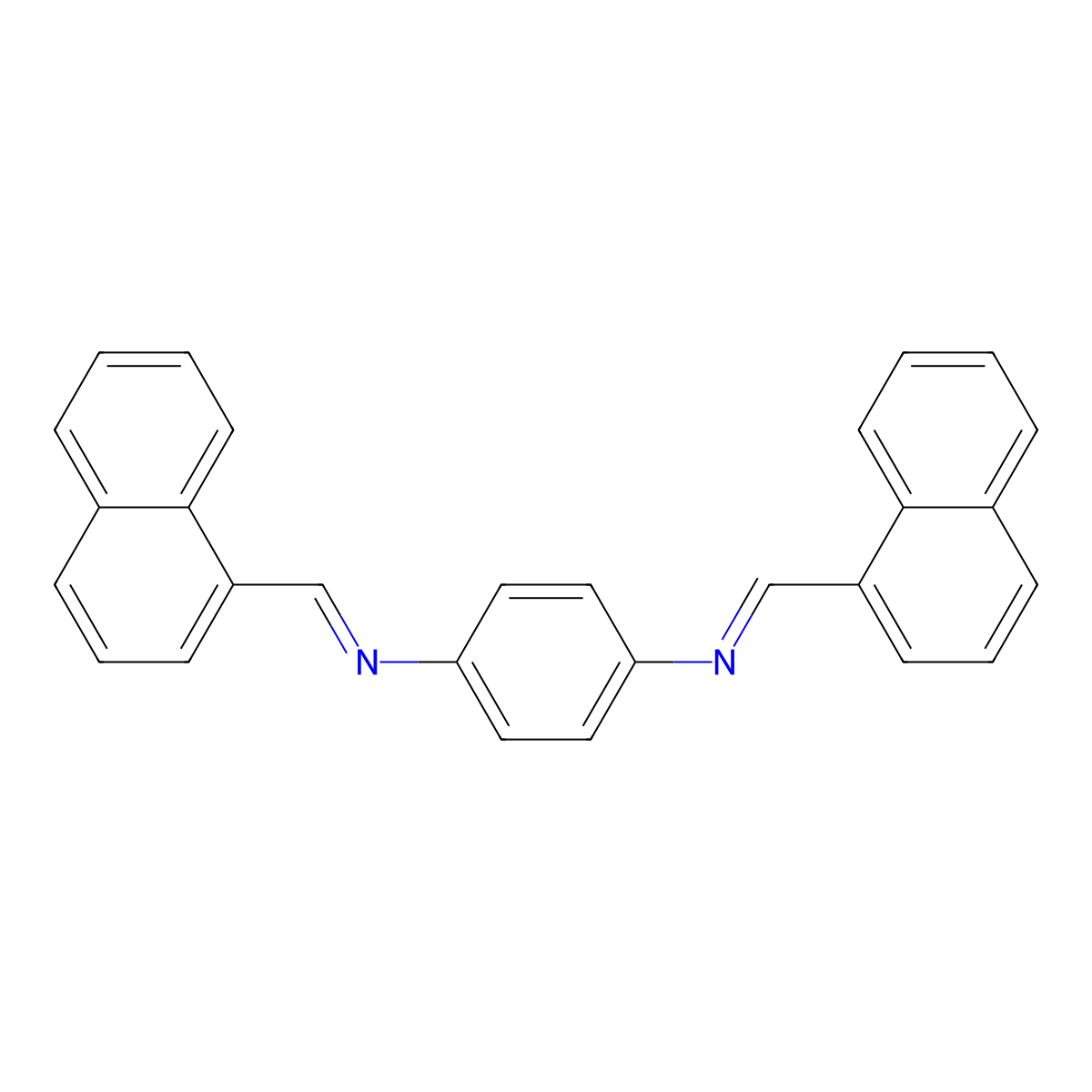 (E,E)-N,N'-(1,4-Phenylene)bis[1-(naphthalen-1-yl)methanimine] molecular structure, CAS 4231-50-9