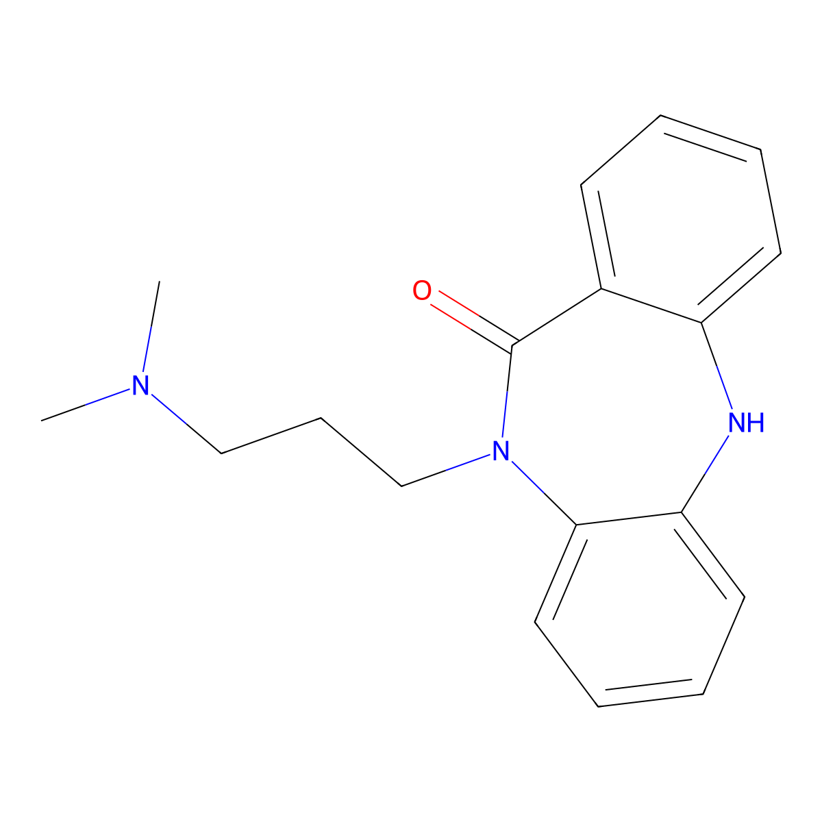 11H-Dibenzo(b,e)(1,4)diazepin-11-one, 5,10-dihydro-10-(3-(dimethylamino)propyl)- molecular structure, CAS 4231-96-3