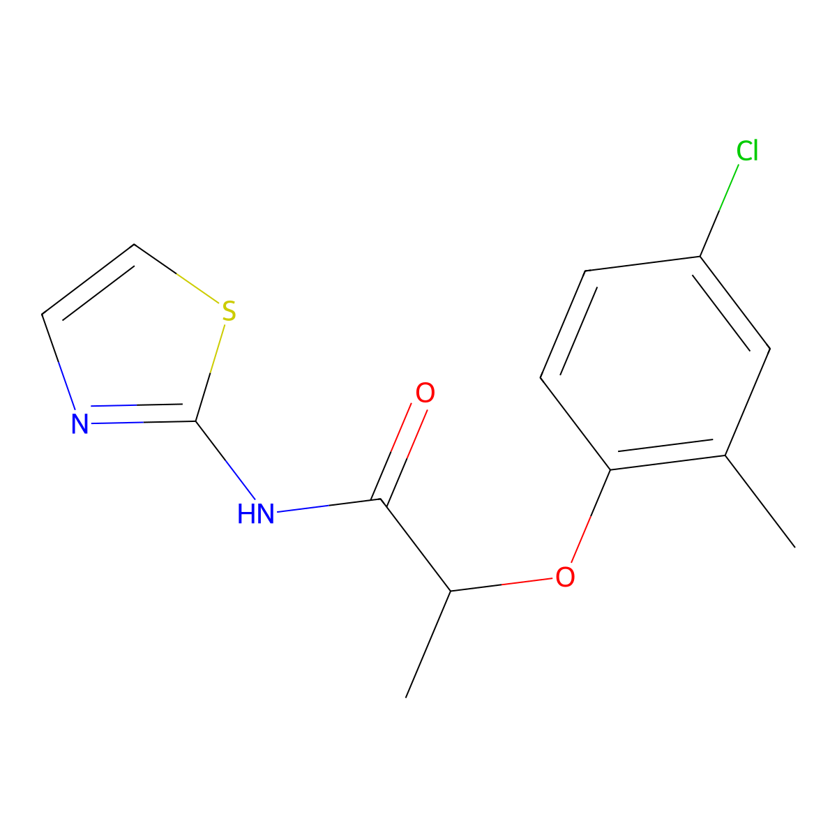 2-(4-chloro-2-methylphenoxy)-N-(1,3-thiazol-2-yl)propanamide molecular structure, CAS 42310-49-6
