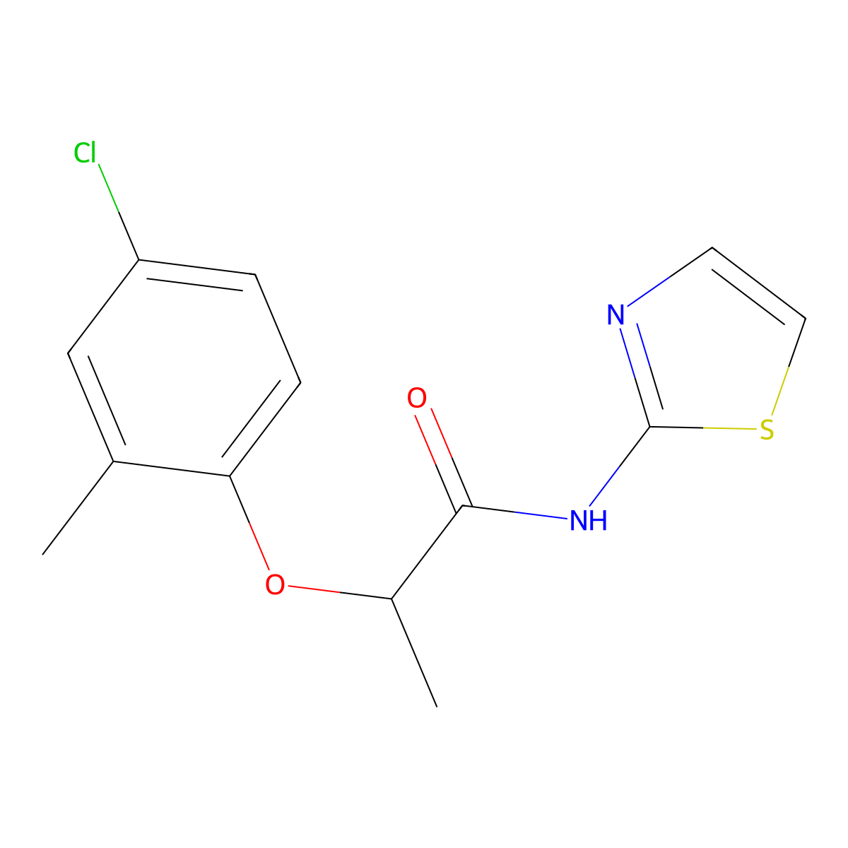 2-(4-chloro-2-methylphenoxy)-N-(1,3-thiazol-2-yl)propanamide molecular structure, CAS 42310-49-6