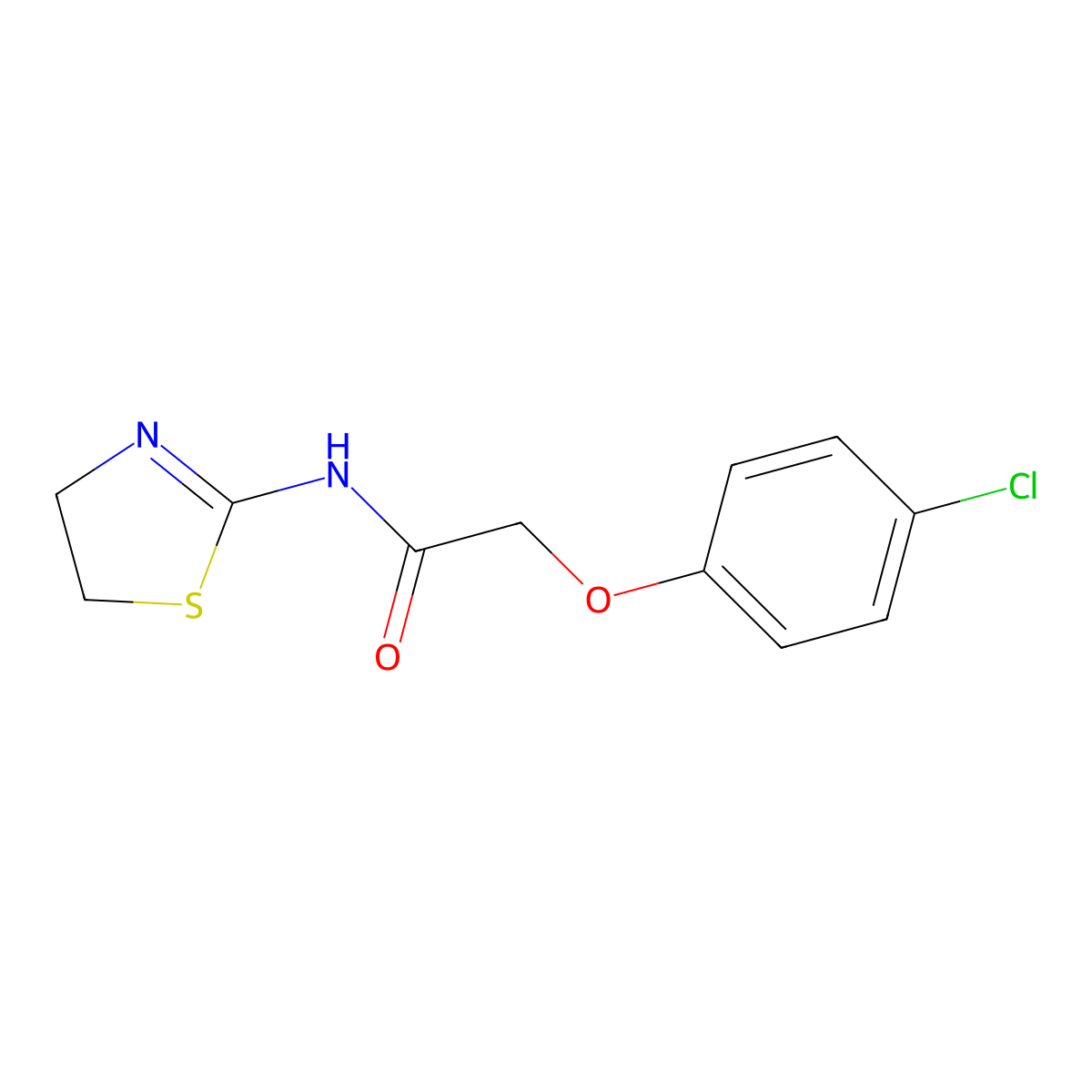 2-(4-chlorophenoxy)-N-(4,5-dihydro-1,3-thiazol-2-yl)acetamide molecular structure, CAS 42310-50-9