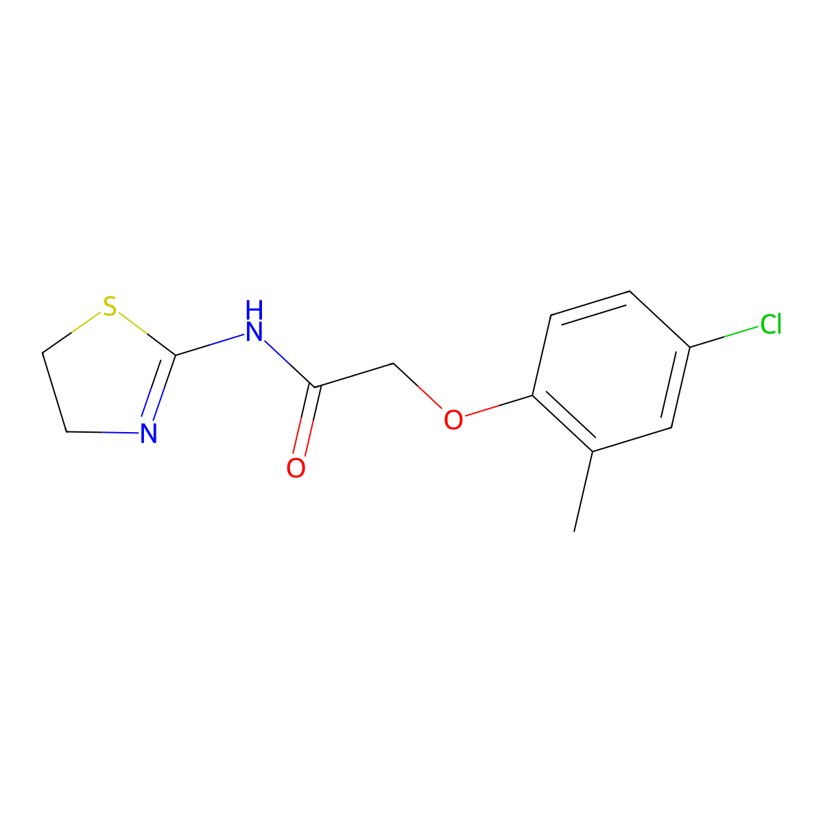 2-(4-chloro-2-methylphenoxy)-N-(4,5-dihydro-1,3-thiazol-2-yl)acetamide molecular structure, CAS 42310-54-3