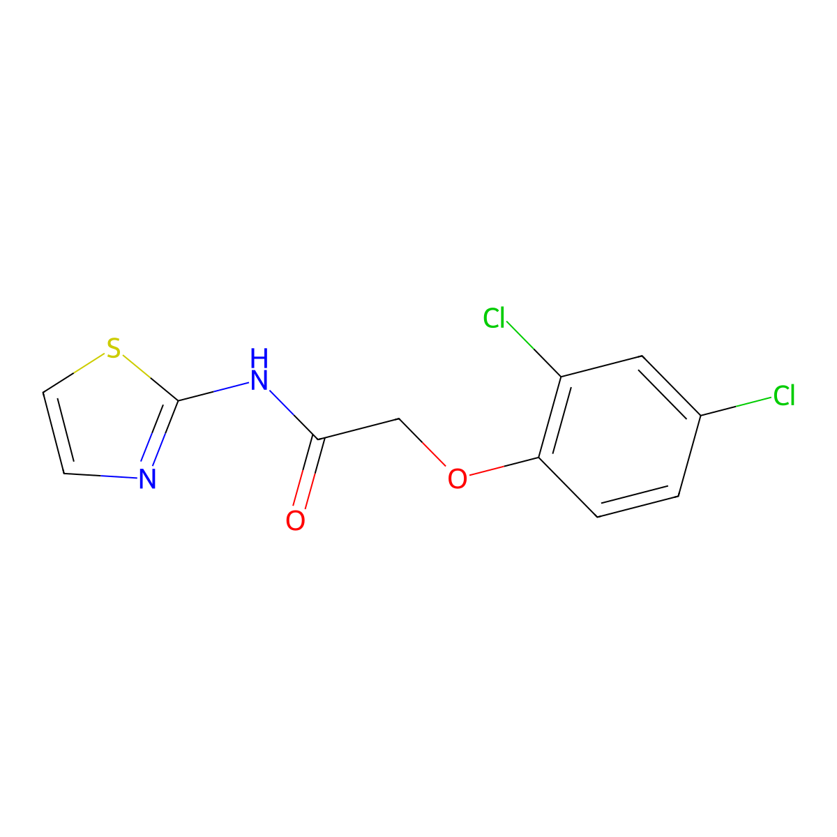 Acetamide, 2-(2,4-dichlorophenoxy)-N-thiazol-2-yl- molecular structure, CAS 42310-58-7
