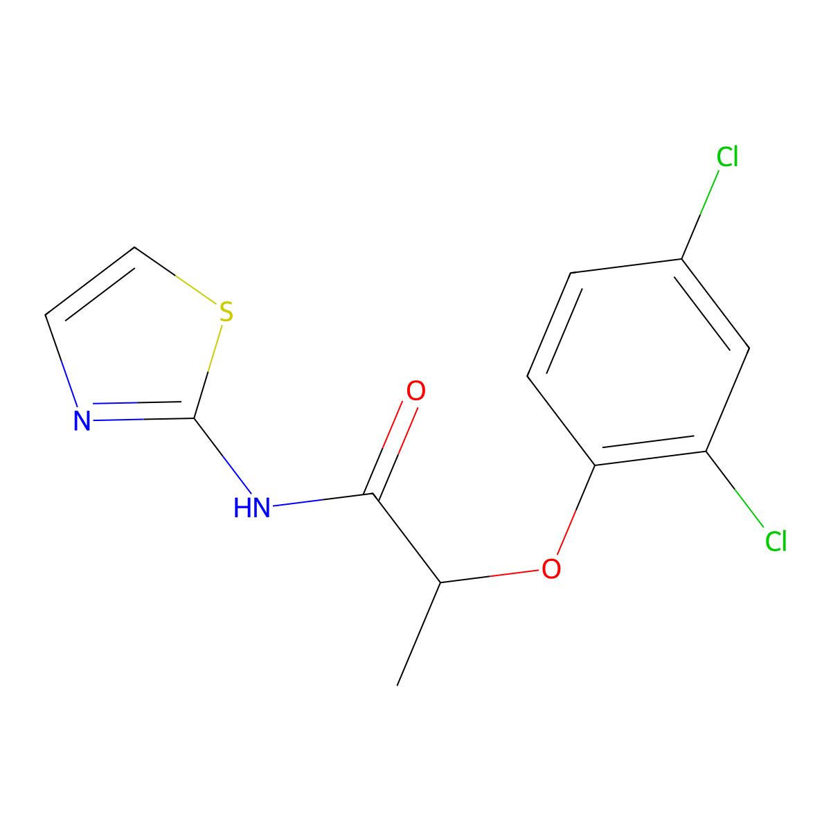 2-(2,4-dichlorophenoxy)-N-(1,3-thiazol-2-yl)propanamide molecular structure, CAS 42310-62-3