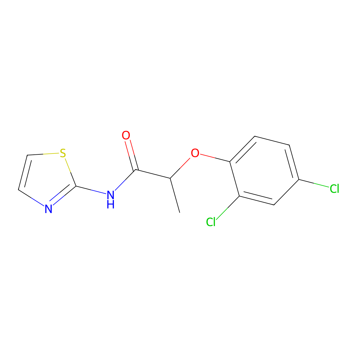 2-(2,4-dichlorophenoxy)-N-(1,3-thiazol-2-yl)propanamide molecular structure, CAS 42310-62-3