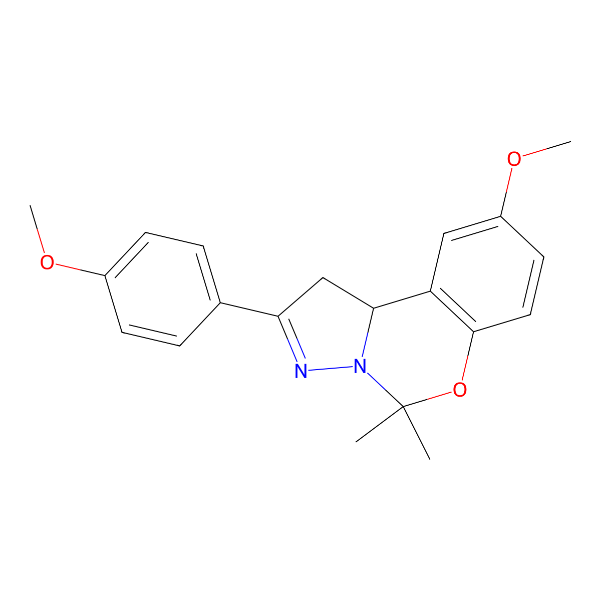 9-Methoxy-2-(4-methoxyphenyl)-5,5-dimethyl-1,10b-dihydropyrazolo[1,5-c][1,3]benzoxazine molecular structure, CAS 423127-93-9