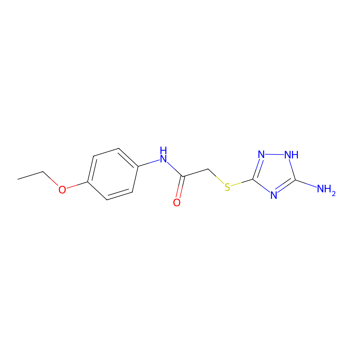 2-[(5-amino-1H-1,2,4-triazol-3-yl)sulfanyl]-N-(4-ethoxyphenyl)acetamide molecular structure, CAS 423128-31-8