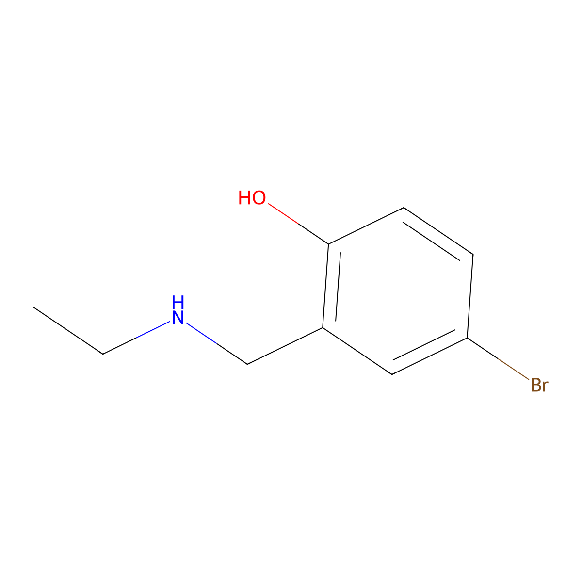 4-Bromo-2-((ethylamino)methyl)phenol molecular structure, CAS 42313-78-0