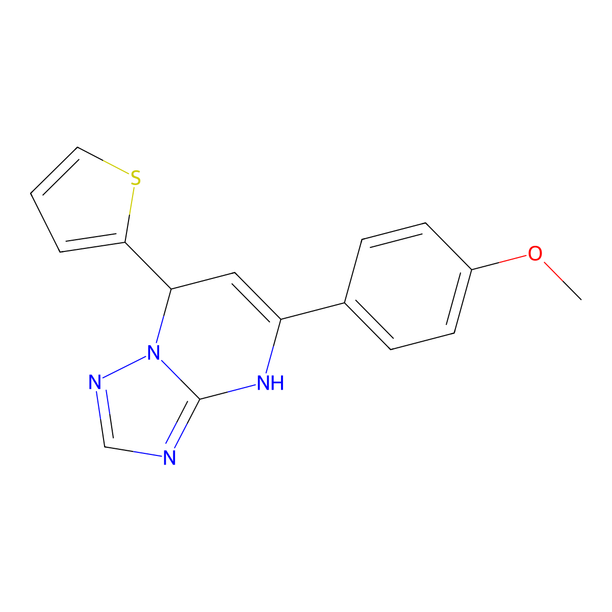 5-(4-Methoxyphenyl)-7-(thiophen-2-yl)-4,7-dihydro-[1,2,4]triazolo[1,5-a]pyrimidine molecular structure, CAS 423136-38-3