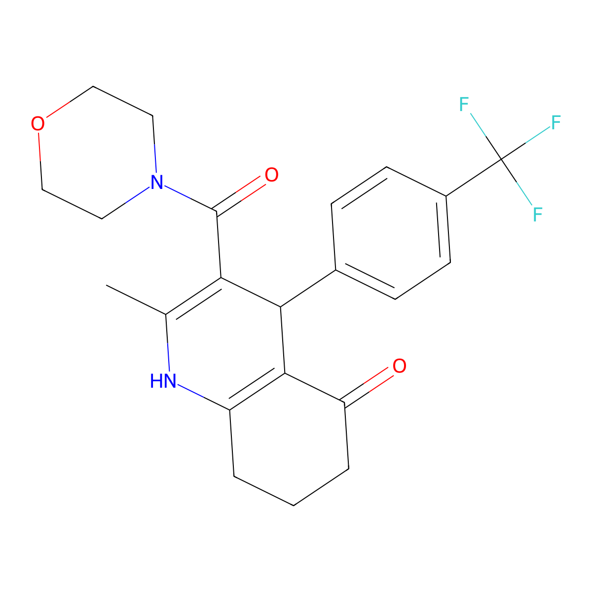 2-methyl-3-(morpholine-4-carbonyl)-4-[4-(trifluoromethyl)phenyl]-4,6,7,8-tetrahydro-1H-quinolin-5-one molecular structure, CAS 423137-46-6
