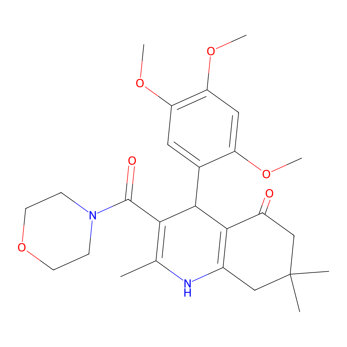 2,7,7-Trimethyl-3-(morpholine-4-carbonyl)-4-(2,4,5-trimethoxyphenyl)-1,4,6,8-tetrahydroquinolin-5-one molecular structure, CAS 423138-00-5