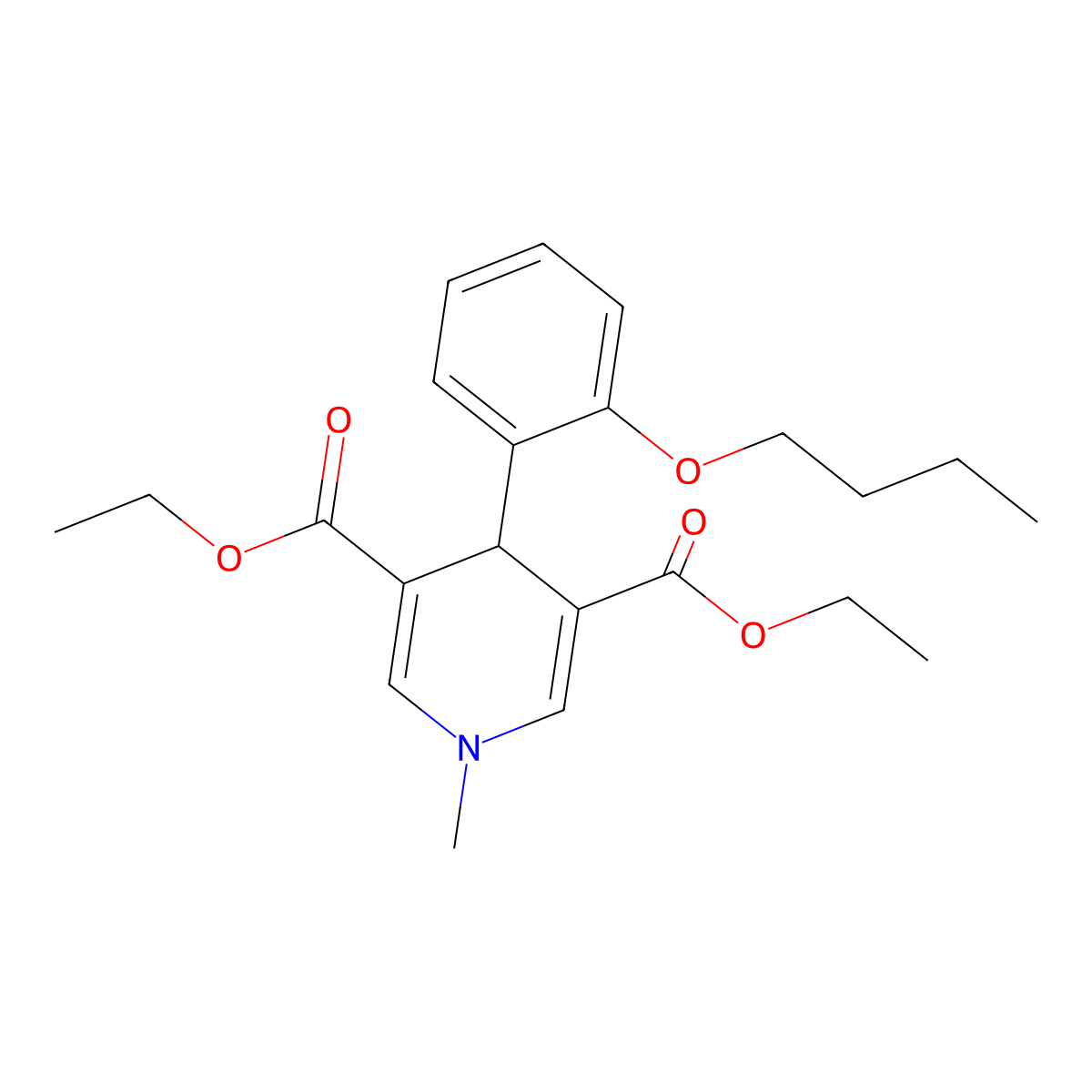 Diethyl 4-(2-butoxyphenyl)-1-methyl-1,4-dihydropyridine-3,5-dicarboxylate molecular structure, CAS 423138-64-1