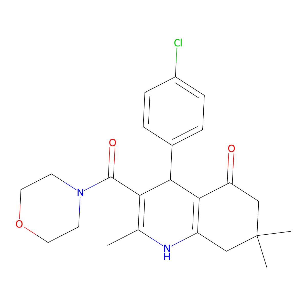 4-(4-Chlorophenyl)-2,7,7-trimethyl-3-(morpholine-4-carbonyl)-1,4,6,8-tetrahydroquinolin-5-one molecular structure, CAS 423138-75-4