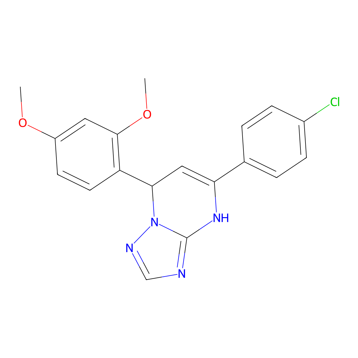 5-(4-Chlorophenyl)-7-(2,4-dimethoxyphenyl)-4,7-dihydro[1,2,4]triazolo[1,5-a]pyrimidine molecular structure, CAS 423139-16-6