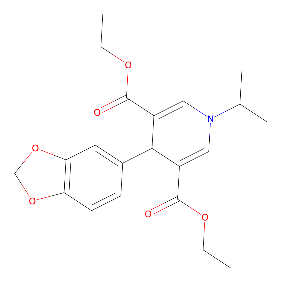 Diethyl 4-(1,3-benzodioxol-5-yl)-1-(propan-2-yl)-1,4-dihydropyridine-3,5-dicarboxylate molecular structure, CAS 423139-51-9