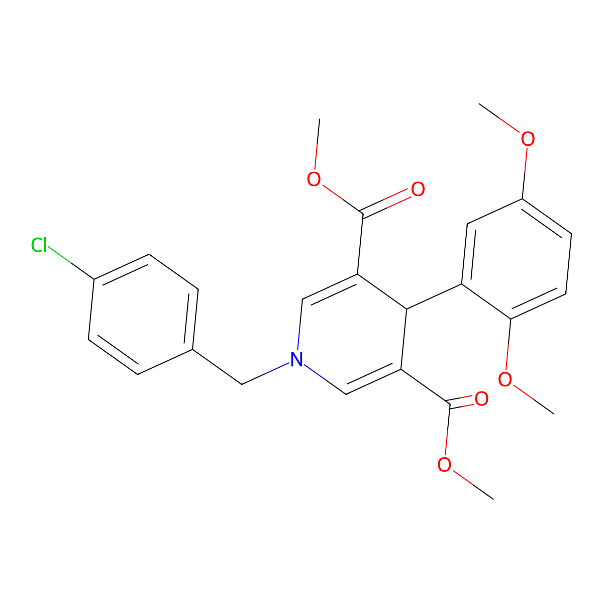 Dimethyl 1-(4-chlorobenzyl)-4-(2,5-dimethoxyphenyl)-1,4-dihydropyridine-3,5-dicarboxylate molecular structure, CAS 423139-84-8
