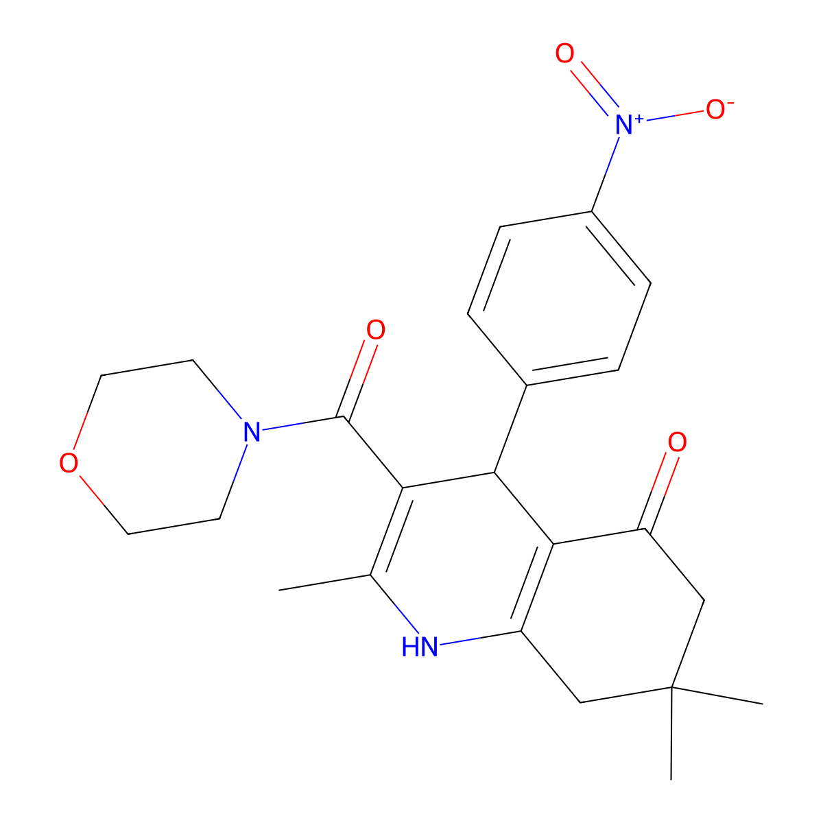 2,7,7-Trimethyl-3-(morpholine-4-carbonyl)-4-(4-nitrophenyl)-1,4,6,8-tetrahydroquinolin-5-one molecular structure, CAS 423140-06-1