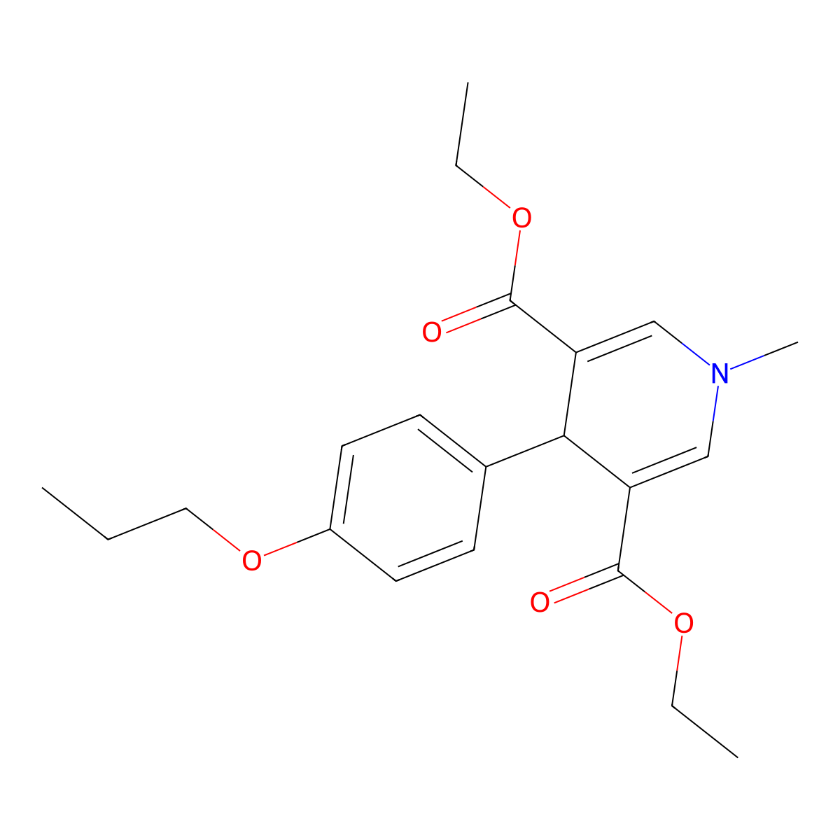 Diethyl 1-methyl-4-(4-propoxyphenyl)-1,4-dihydropyridine-3,5-dicarboxylate molecular structure, CAS 423140-35-6