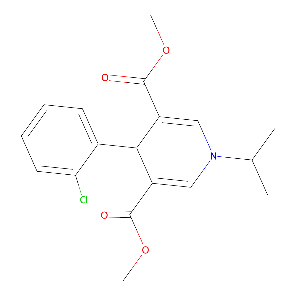 Dimethyl 4-(2-chlorophenyl)-1-(propan-2-yl)-1,4-dihydropyridine-3,5-dicarboxylate molecular structure, CAS 423140-45-8