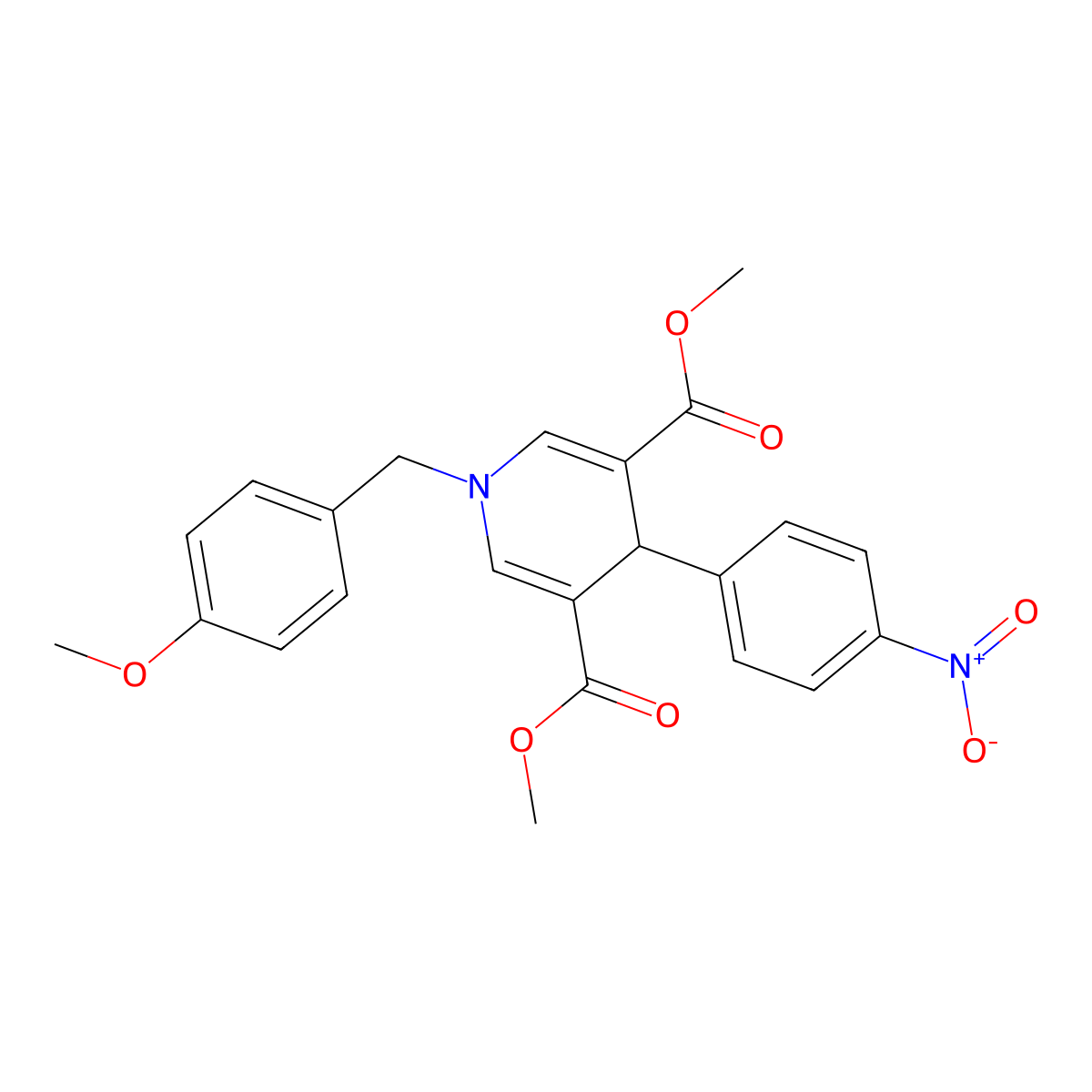 Dimethyl 1-(4-methoxybenzyl)-4-(4-nitrophenyl)-1,4-dihydropyridine-3,5-dicarboxylate molecular structure, CAS 423140-47-0