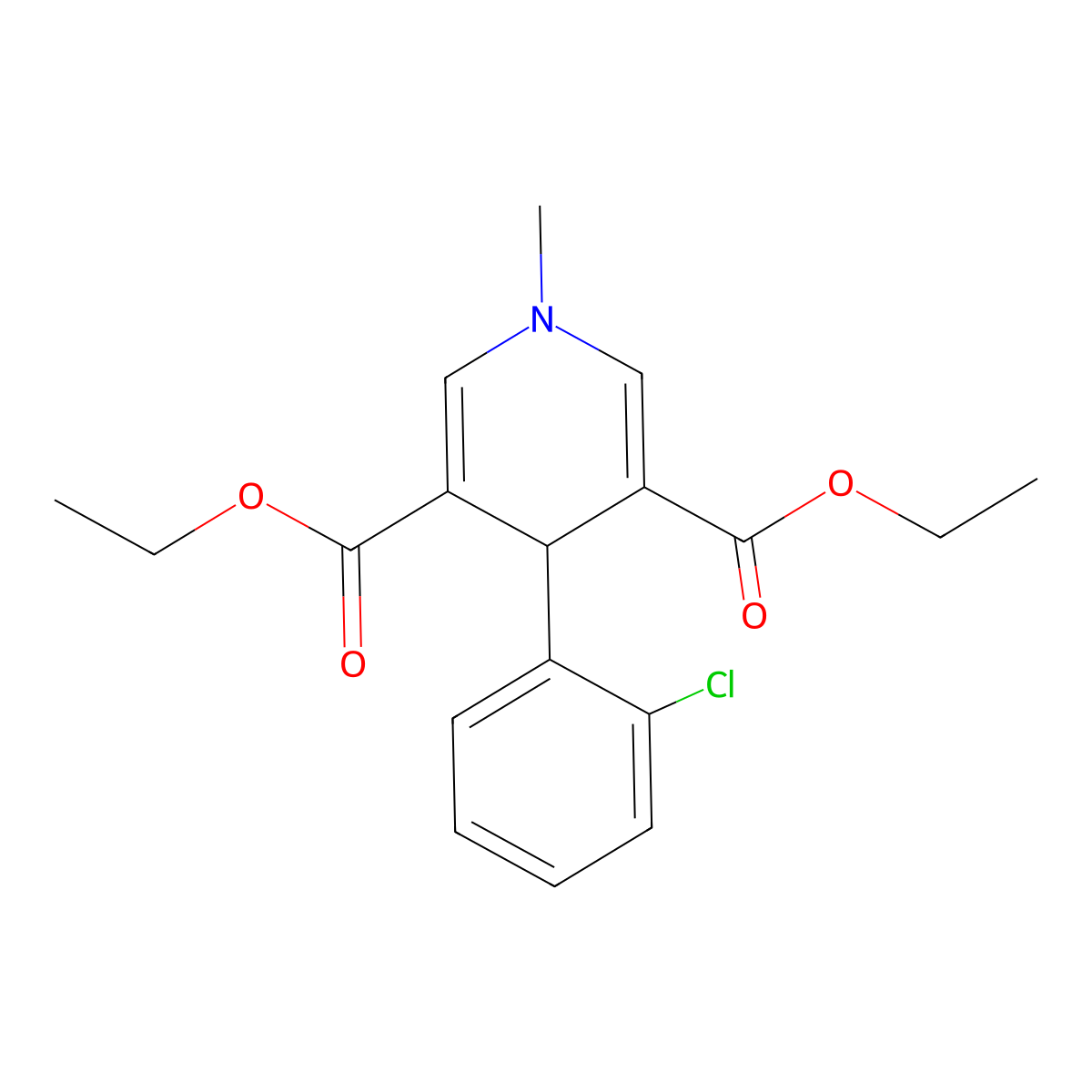 Diethyl 4-(2-chlorophenyl)-1-methyl-1,4-dihydropyridine-3,5-dicarboxylate molecular structure, CAS 423140-71-0