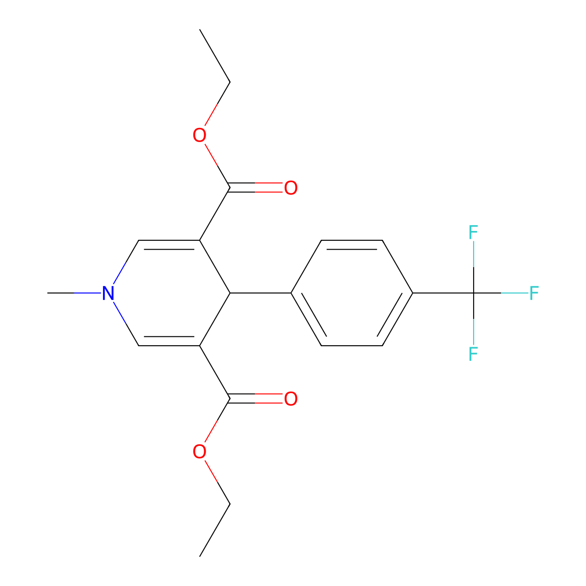 Diethyl 1-methyl-4-[4-(trifluoromethyl)phenyl]-1,4-dihydropyridine-3,5-dicarboxylate molecular structure, CAS 423141-44-0