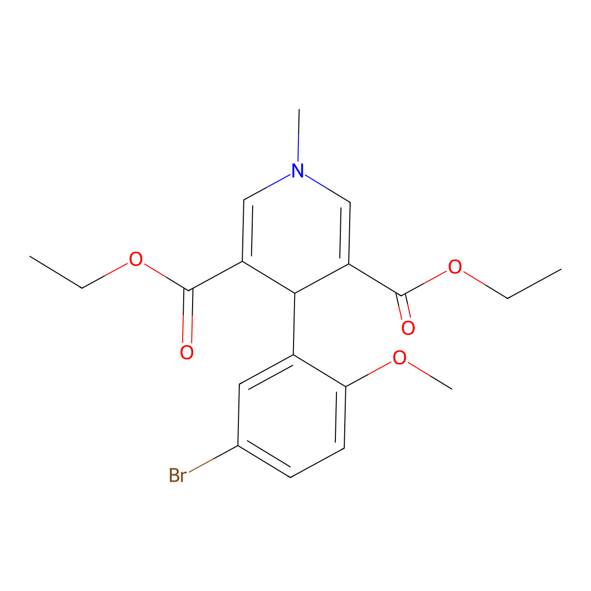 Diethyl 4-(5-bromo-2-methoxyphenyl)-1-methyl-1,4-dihydropyridine-3,5-dicarboxylate molecular structure, CAS 423141-82-6