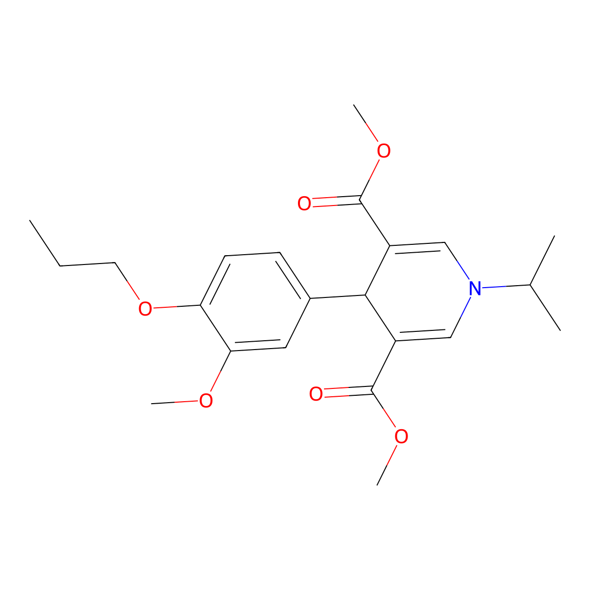 Dimethyl 1-isopropyl-4-(3-methoxy-4-propoxyphenyl)-1,4-dihydro-3,5-pyridinedicarboxylate molecular structure, CAS 423142-95-4