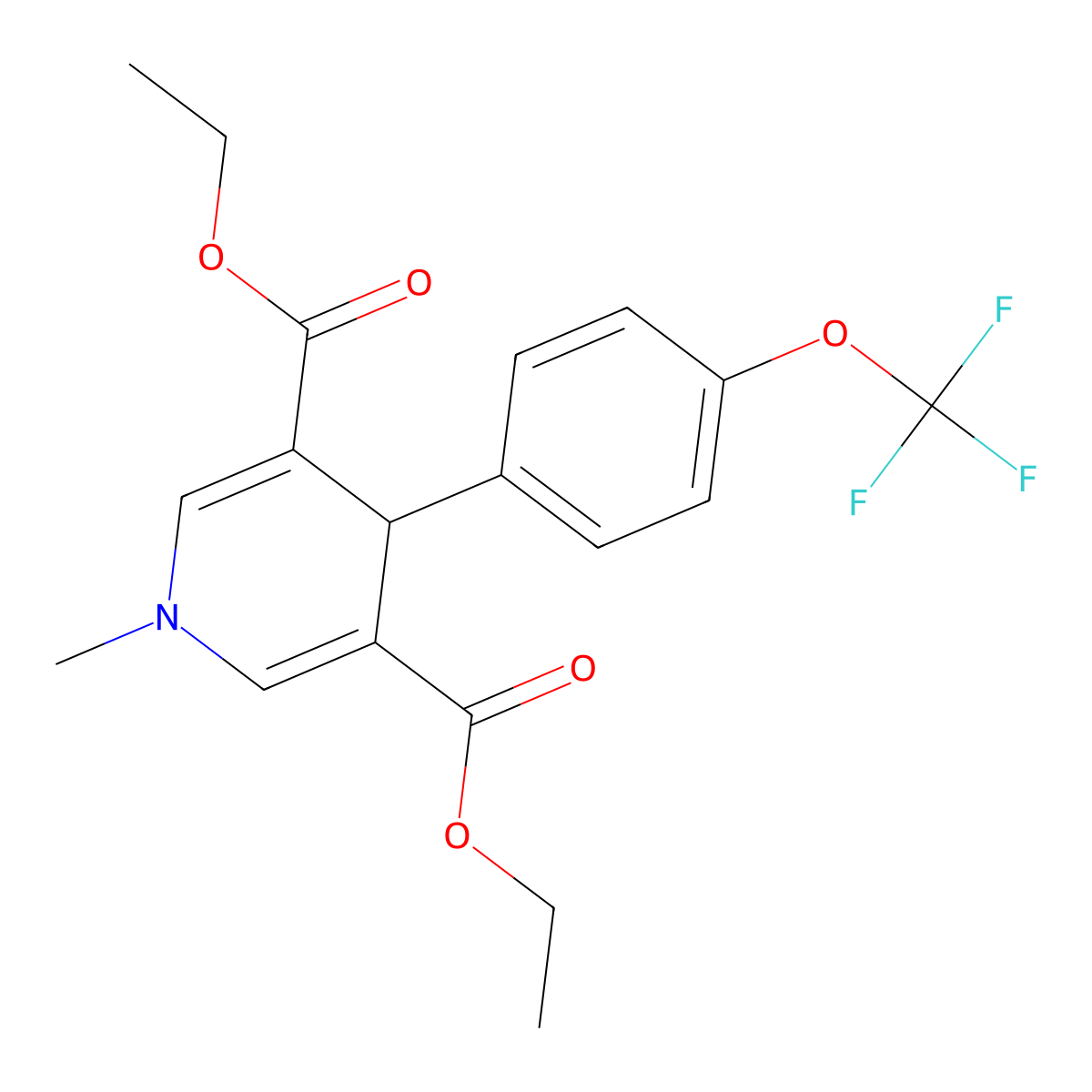 Diethyl 1-methyl-4-(4-(trifluoromethoxy)phenyl)-1,4-dihydropyridine-3,5-dicarboxylate molecular structure, CAS 423143-61-7