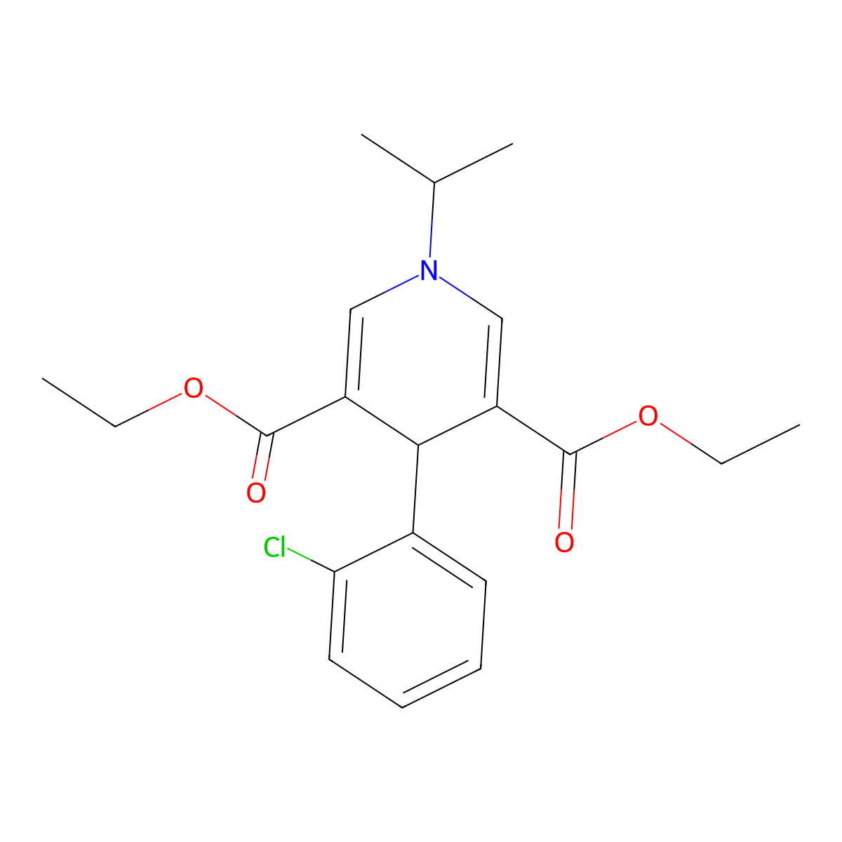 Diethyl 4-(2-chlorophenyl)-1-isopropyl-1,4-dihydropyridine-3,5-dicarboxylate molecular structure, CAS 423144-07-4